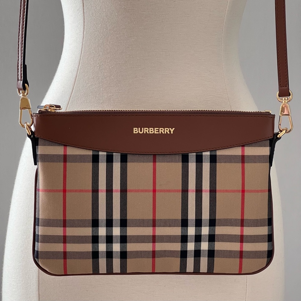 COPY - Burberry Check Crossbody Bag in Malt Brown